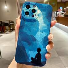 2026 nueva funda de teléfono esmerilada, diseño de silueta de paisaje de cielo nublado para  17 15 Pro Max  17 14 Pro  17 13 Pro  Galaxy S23 S22 S21 protector de teléfono funda de pareja regalo para él y ella regalo de San Valentín cumpleaños - Blanco antiguo - Ver 4