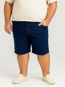 Men's Bermuda Jeans With Plain Elastane - Màu xanh lam - Xem 12