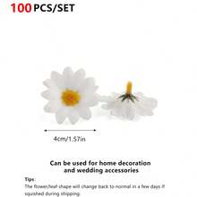 100 piezas de flores artificiales de margarita blanca elegante, adecuadas para decoración de sombreros, decoración de pasteles, manualidades DIY, decoración de habitaciones, decoración de bodas, etc. - Multicolor - Ver 3