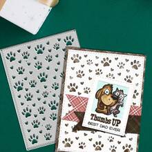 Creative Paw Print Background Panel Metal Cutting Dies, DIY Scrapbooking Album And Embossing Stencil, Greeting Card Making Tool, Card Paper Cutting Crafts ,Gift Card Making Template Die Cuts. - Silver - View 7