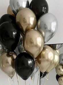 15Pcs Chrome Gold Silver Black Helium Balloon Happy Birthday Party Men Decorations - Multicolor - View 4