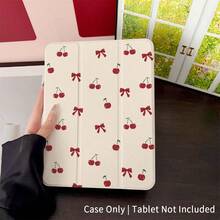 樱桃蝴蝶结图案平板电脑保护套 - 哑光防震保护套，带可调节支架，复古时尚设计，笔槽，兼容 iPad 10.9/10.2/Air 第五代/Pro 11/第十代/9.7/Air 2/iPad（第七代）/iPad（第八代）/iPad Air 4/5/iPad Pro 11/iPad 第十代，自动休眠/唤醒功能，时尚平板电脑配件 - 粉色 - 查看 8