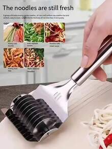 1pc 8.8 Inch Pasta Cutter, Stainless Steel Spaghetti Cutter, Handheld Dough Cutter, Pasta Extruder, Italian Pasta Maker, Pasta Lattice Roller, Kitchen Cooking Handheld Dough Cutter (Random Color And Style)