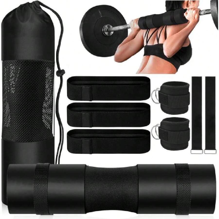 Almohadilla para Barra de Gimnasio,con 3 Bandas Resistencia,2 Grilletes parar Tobillo de Fitness,1 Bolsa Der Almacenamiento,Portátil Barbell Pad Set,para Entrenar En El Gimnasi (Rosa),36984757 - Marrón - Ver 1