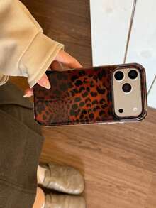 Fashionable High-End Black Brown Leopard Print Amber Tortoiseshell Magnetic 17 Case Compatible With Iphone 17/17 Pro/17 Pro Max, 16 Half-Wrapped 14 New Protective Cover 13 Women, Autumn/Winter - Brown - View 4