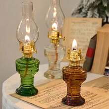1pc Vintage Large Oil Lamp, Glass Kerosene Lamp, Antique Oil Lamp, Indoor Emergency Lighting Windproof Lamp (Liquid Not Included), Retro Home Decor Garden Decor Lampshade, Back To School Gift, Teacher's Day Gift, Valentine's Day Decor, Easter Decor