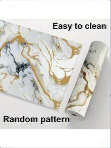 1 Roll Self-Adhesive Marble Peel And Stick Wallpaper - Removable And Reusable Backing, Size: 118.11 Inches/93.7 Inches, Green Base With Gold Veins - Luxurious Marble Appearance, Ideal For Kitchen, Bathroom, Living Room Decor - Easy To Install And Remove, Suitable For DIY And Professional Projects, Bathroom Wall Decor, Luxurious Appearance, Thick Faux Marble, Wall Covering, Elegant Design, Durable Material, Decorative Film, For Indoor Use - Multicolor - View 5