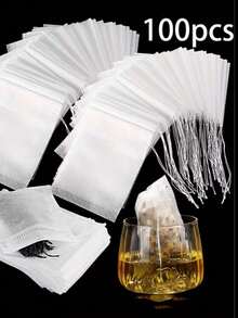 100pcs Reusable Non-Woven Fabric Tea Bags, Medicine Bags And Soup Bags, Suitable For Various Filtration Uses, With Drawstring Closure Design, Perfect For Loose Tea, Soup Ingredients, Chinese Herbal Medicine And Spices - Multicolor - View 13