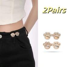 Adjustable Cat Claw Waist Cincher, No Sewing Or Tools Needed, Waist Button Clip Fastener For Jeans, Skirts, Tightens Waistline, Reusable Detachable Silver-Tone Buckle Brooch, Durable Fashion Waist Clip Accessory For Women, Men, Students, Teens, College Girls, Young Professionals