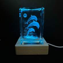 This Unique Gift Is Suitable For Children's Bedrooms, Nurseries, Offices, And Dolphin Enthusiasts. It Features A 3D Dolphin Design With A Wood-Grain Base And A USB-Powered LED Night Light. - Multicolor - View 8