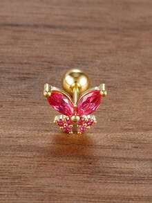 1 chiếc khuyên tai hình bướm nhỏ bằng thép không gỉ đính đá Zirconia dành cho nữ, mạ vàng 18K, kiểu khuyên tai xoắn ốc, khuyên tai sụn tai, trang sức xỏ khuyên vành tai. - Loại bướm - Xem 17