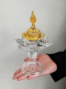 1个金色玻璃高香炉，水晶玻璃香炉 - 彩色 - 查看 8