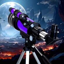 150倍专业天文望远镜，70毫米口径折射望远镜，适合天文初学者，配有手机适配器，方便旅行摄影，是成人和学生的理想礼物。 - 紫羅蘭色 - 查看 3