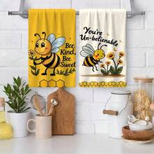 Bộ 2/4 khăn lau bát đĩa in hình ong, khăn sợi nhỏ siêu thấm hút hiện đại dùng cho nấu ăn, nướng bánh, rửa bát, lau dọn, khăn tay, khăn trà, mềm mại và thấm hút cao, trang trí nhà bếp, quà tặng cho hàng xóm, mẹ, sinh nhật, tân gia cho bạn bè, đồ dùng nhà bếp thiết yếu, nhu yếu phẩm hàng ngày. - Nhiều màu - Xem 8
