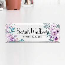 1pc Personalized Acrylic Custom Name Plates For Office Desks,Customize Text,20 Styles,Office Nameplate Engraved With Flower Patterns,Custom Desk Name Plate Personalized, Acrylic Name Plate For Desk, Office Desk Decor For Women And Men - Multicolor - View 31