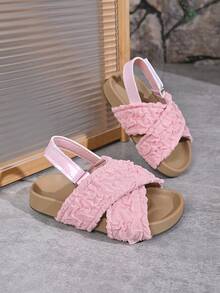Kids Summer Sandals, New Fashion Open-Toe Princess Shoes, Soft Bottom Toddler Girls Slippers - Pink - View 5