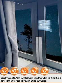 196 Inch Window Draft Stopper - Insulation Film Weather Stripping - Winter Windproof Waterproof - High Adhesive Seal Strip - 196in - View 7
