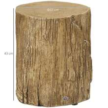 HOMCOM Tree Stump Side Table, With 4 Adjustable Feet, Waterproof, 37 X 37 X 43 Cm, For Living Room And Bedroom. - Mustard Yellow - View 3