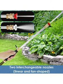 1pc Heavy Duty High Pressure Washing Wand With 2 Nozzles - Multipurpose Garden Hose Attachment For Efficient Car And Yard Cleaning, Made Of Durable Aluminum Alloy, Battery-Free