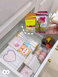 Bộ 1/4/8 hộp đựng đồ trong suốt đơn giản, hộp đựng vật dụng nhỏ, hộp đựng mỹ phẩm và dụng cụ trang điểm, hộp sắp xếp ngăn kéo. - Trong sáng - Xem 6