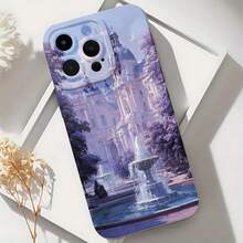 2026 nueva funda de teléfono esmerilada, funda de teléfono con impresión de castillo y fuente para  17 14 Pro Max  17 13 Pro  17 12  17 11  Galaxy S23 S22 S21 S20 S10 protector de teléfono funda de pareja regalo para novio novia día de San Valentín regalo de cumpleaños - Blanco antiguo - Ver 6