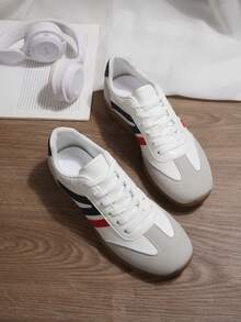 Student Fashion Lace-Up Low-Top Sneakers, Casual Campus Shoes For Teenage Girls