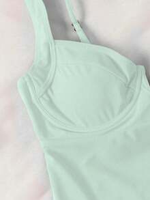 Bộ đồ bơi liền thân màu xanh lá cây thanh lịch, cổ chữ V, kiểu dáng thường ngày, dành cho mùa xuân/hè, hàng mới về, thích hợp cho đi biển, kỳ nghỉ, tiệc tùng, hẹn hò. - màu xanh lá - Xem 4