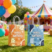 16个装狗狗爪印图案生日礼品袋，两种款式可选，色彩鲜艳，结实耐用，适用于生日派对礼品包装、庆祝活动、轻便设计、优质材料、节日送礼。 - 彩色 - 查看 6