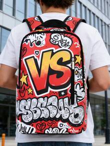 1pc Cartoon Print Backpack, Suitable For School, Laptop, Notebook, Teens, Travel, Sports, Work - Stylish Large Capacity Bag - Brown - View 7