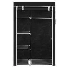 Black 64" Portable Closet Wardrobe With Shelves - Sturdy Clothes Rack Storage Organizer For Home Dorm Bedroom - 預設 - 查看 7