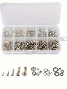 320pcs Premium Screw And Nut Assortment Kit - Corrosion-Resistant, Snap-In Nuts, M2 To M5 Sizes - Ideal For DIY, Repair, And Industrial Applications - Silver - View 3