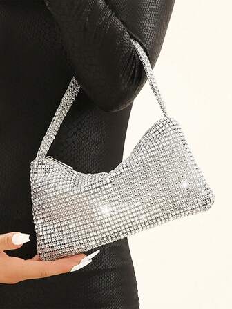 水钻迷你亮片腋下包，闪亮小众单肩晚宴包
