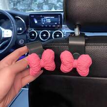2pcs Cute Bowknot Car Seat Back Hooks Multifunctional Rear Seat Organizer For Hanging Handbags/Wallets/Umbrellas/Grocery Bags Space-Saving Creative Car Interior Accessories Fits Most Vehicles - Pink Bow - View 6