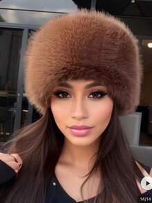 1顶女士冬季帽子，加厚仿毛皮内衬渔夫帽，新款纯色长毛绒保暖护耳渔夫帽，Y2K风格，适合日常佩戴、户外活动、度假、送礼、外套配饰 - 多色 - 查看 9