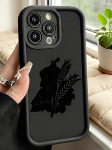 1pc Creative Cool Black Leaf Map Pattern Phone Case, IMD Shock-Proof Anti-Slip Protective Cover, Compatible With IPhone 16/11/13/15/15 Plus/15 Pro/15 Pro Max/12/14 Pro Max/11 Pro Max/12 Pro/12 Pro Max/13 Pro/13 Pro Max/14 Pro/14 Plus And Galaxy - Black - View 3