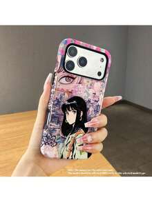Funda de teléfono SamsungA 1pc Anime Girl con impresión de fondo de ciudad, hecha de una carcasa protectora duradera de PC+ dos en uno.Su diseño robusto de doble capa ofrece excelente protección contra caídas y resbalones, compatible con iPhone 17/16/15/14/13/12/11 Pro y 17 P. - Blanco - Ver 4