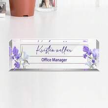 1pc Personalized Acrylic Custom Name Plates For Office Desks,Customize Text,20 Styles,Office Nameplate Engraved With Flower Patterns,Custom Desk Name Plate Personalized, Acrylic Name Plate For Desk, Office Desk Decor For Women And Men - Multicolor - View 25