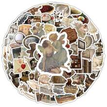 100pcs Vintage Classical Stickers, Suitable For Literature Journals, Notebooks, Cups, Refrigerators, Books, Luggage, Tables, Helmets, Skateboards, Guitars, Scrapbooks, DIY Boxes, Packaging Labels, Party Decorations - Multicolor - View 2
