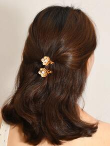 2/3/6pcs Pearl Flower Hair Clips, Suitable For Dates, Parties And Other Occasions - Gold - View 6