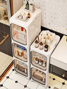 Tall Narrow Storage Cabinet & Dresser With Adjustable Shelves & Mobility Wheels - Versatile Slim Organizer, Dressers For Bedroom, Desk Organizer & Office Desk Accessories, Space-Saving Storage Solution For Small Spaces, Bathroom, Kitchen, Laundry Room - 白色 - 查看 4