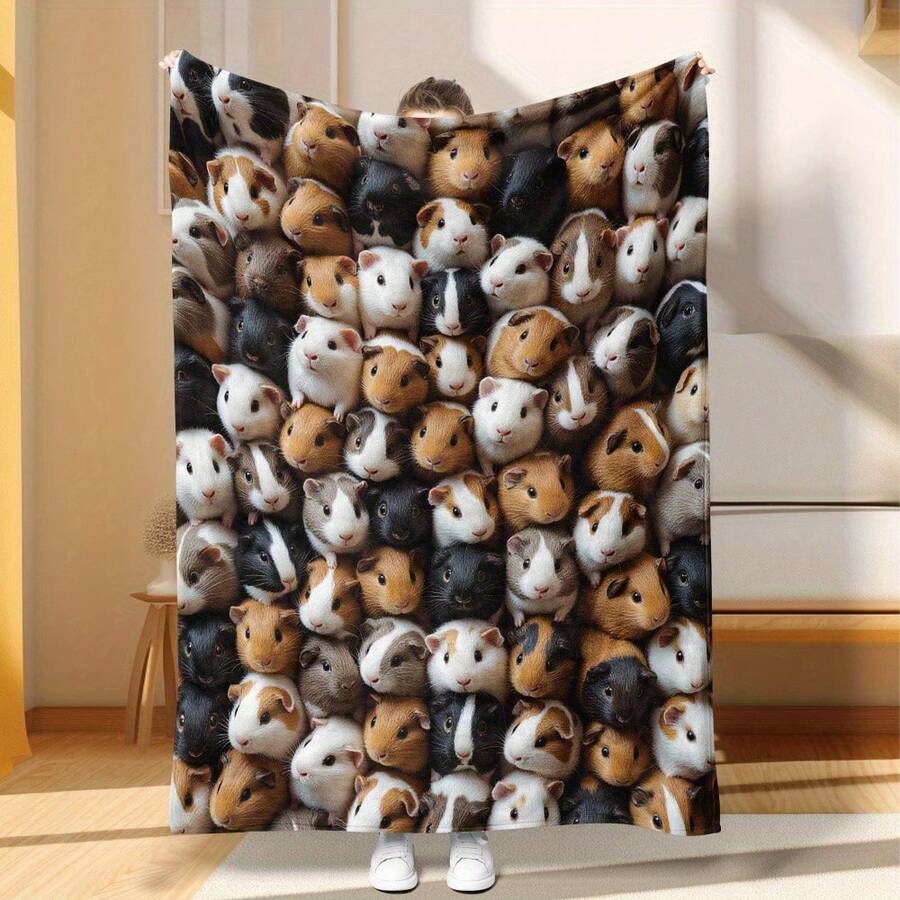 1pc 1pcs Retro Guinea Pig Blanket - Ultra-Soft Flannel Cozy Throw Suitable For Couches, Bed Layering, Office Naps - Cute Guinea Pig Design, Perfect Gift For &, Warmth & Style EnhancerFleece Curtains Soft To The Touch And Durable In Use, These Curtains Bring A Refined Touch To Your Windows. Perfect For Creating A Quiet, Comfortable Retreat After A Long Day. - 多色 - 查看 1