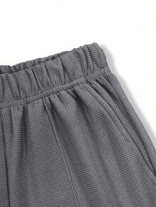 1pc Women's Casual Loose Waffle Straight Leg Pants, Versatile & Fashionable For Outdoor - Dark Grey - View 7
