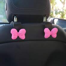 2pcs Cute Bowknot Car Seat Back Hooks Multifunctional Rear Seat Organizer For Hanging Handbags/Wallets/Umbrellas/Grocery Bags Space-Saving Creative Car Interior Accessories Fits Most Vehicles - Pink Bow - View 12