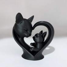 1pc Heart-Shaped Mother & Baby Cat Statue, Cute Cat Sculpture, Ideal Gift For Cat Lovers, Warm & Romantic Home Decor, Collectible For Desk, Shelf, Nightstand, Holiday Gift - Multicolor - View 11