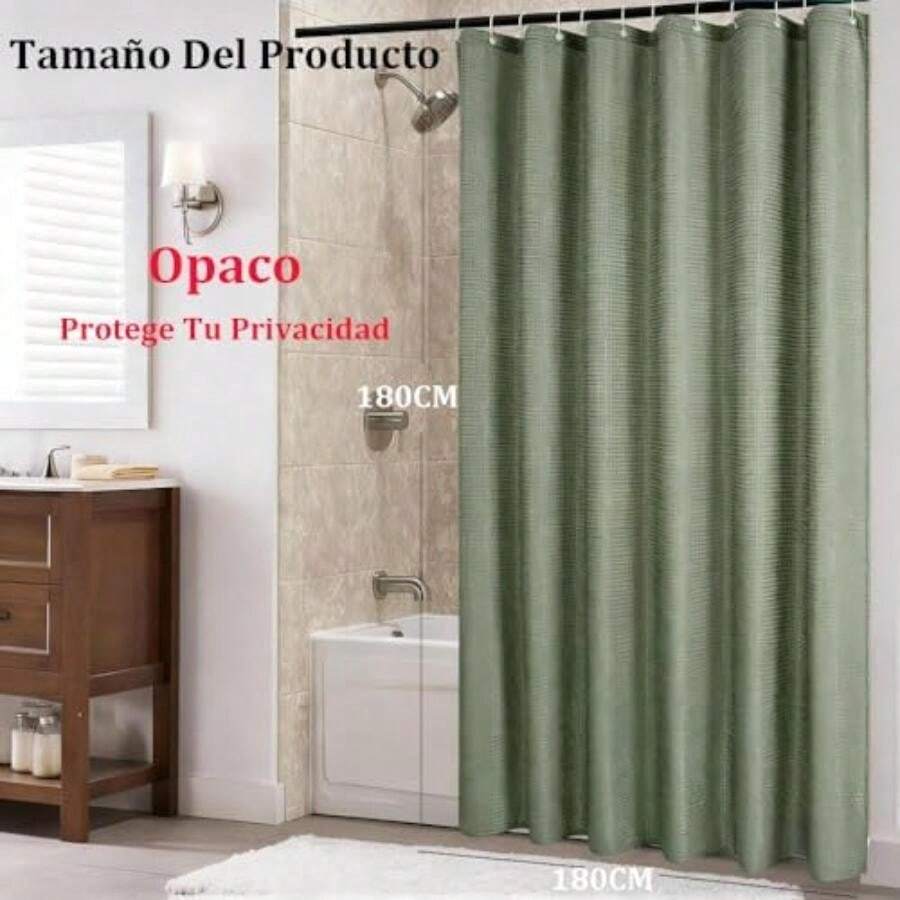 Cortina de Baño, 180cm*180cm Cortina De Ducha Tela, Ojales De Metal con 12 Ganchos, Resistente Agua y Antimoho, Tejido De Poliéster, Cortina Regadera para Hogar, Hotel ()(H-Azul) - Multicolor - Ver 1