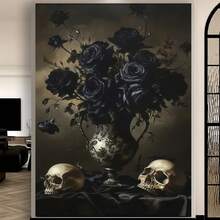 Framed Gothic Wall Art - Dark Romantic Home Decor With Black Roses & Skeletons,  Halloween, Farmhouse, Gothic Party Decoration -  Indoor/Outdoor Decoration - Mother'S Day, Christmas, Birthday Gift For Adults - Halloween Decorations, Farmhouse Style, Intricate Design,  Rustic Charm, Durable Construction For Living Room, Bedroom, Kitchen,Restroom Decoration - Framed(框架) - 查看 1