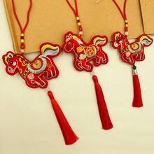 2026 Year Of The Horse Sachet, Small Size | Miao Embroidered Horse Retro Pattern With Tassels, Red & Gold Chinese New Year Style, Filled With Purple Garden Fragrance, Suitable For Car And Bedroom,Spring Summer Picks,Brides Maid Gifts,Room,Bedroom Deccor,Bedroom Deccor,Beach,Travel,For Men,For Women,Vacation - Multicolor - View 2