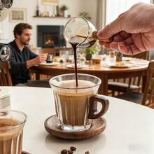 1 pieza Juego de taza de café de vidrio con posavasos, taza de leche, taza de té, taza de latte, con asa, fácil de agarrar, adecuado para cafetería, hogar, uso en restaurante - Multicolor - Ver 4
