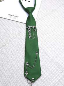 1pc Women's Tassel Chain Tie-Free Collar, Suitable For Casual, School, Street, And Daily Wear