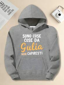 Felpa con cappuccio oversize da uomo | Citazione italiana interessante Giulia JPH-9, stile casual, maniche lunghe, vestibilità morbida, tessuto leggermente elasticizzato. - nero - Visualizzare 7
